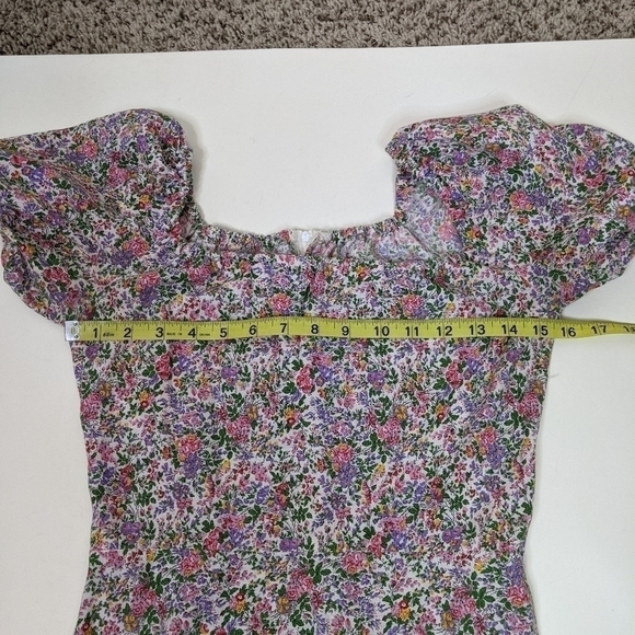 Vintage Floral Cottagecore Prairie Square Neck Puff Sleeve Maxi Dress - Picture 10 of 11